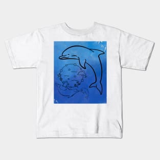 cute animated dolphin in the water Kids T-Shirt